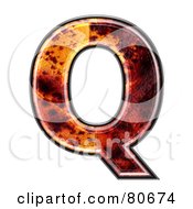 Royalty Free RF Clipart Illustration Of An Autumn Leaf Texture Symbol Capital Letter Q by chrisroll