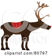Poster, Art Print Of Profiled Red Nosed Christmas Reindeer