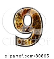 Royalty Free RF Clipart Illustration Of A Grunge Texture Symbol Number 9
