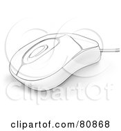 Technical 3d Render Sketch Drawing Of A Wired Computer Mouse