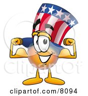 Uncle Sam Mascot Cartoon Character Flexing His Arm Muscles
