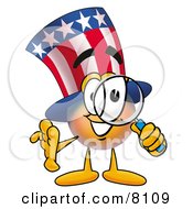 Uncle Sam Mascot Cartoon Character Looking Through A Magnifying Glass