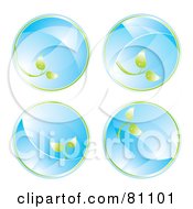 Poster, Art Print Of Digital Collage Of Four Glass Eco Circles With Leaves