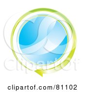 Royalty Free RF Clipart Illustration Of A Green Arrow Circling A Blue Glass Button