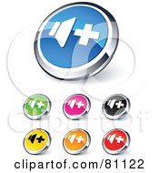 Poster, Art Print Of Digital Collage Of Shiny Colored And Chrome Volume Up Website Buttons