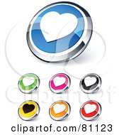 Poster, Art Print Of Digital Collage Of Shiny Colored And Chrome Heart Website Buttons