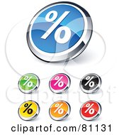 Digital Collage Of Shiny Colored And Chrome Percent Website Buttons
