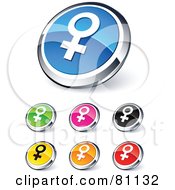 Poster, Art Print Of Digital Collage Of Shiny Colored And Chrome Female Website Buttons