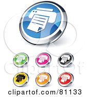 Poster, Art Print Of Digital Collage Of Shiny Colored And Chrome Printer Website Buttons