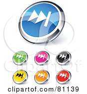 Digital Collage Of Shiny Colored And Chrome Fast Forward Website Buttons