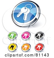 Poster, Art Print Of Digital Collage Of Shiny Colored And Chrome Keychain Website Buttons