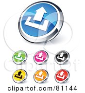 Poster, Art Print Of Digital Collage Of Shiny Colored And Chrome Uploading Website Buttons