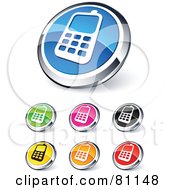 Poster, Art Print Of Digital Collage Of Shiny Colored And Chrome Cell Phone Website Buttons