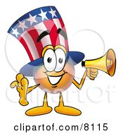 Uncle Sam Mascot Cartoon Character Holding A Megaphone