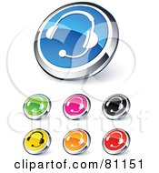 Poster, Art Print Of Digital Collage Of Shiny Colored And Chrome Headset Website Buttons