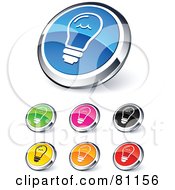 Poster, Art Print Of Digital Collage Of Shiny Colored And Chrome Light Bulb Website Buttons