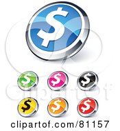 Poster, Art Print Of Digital Collage Of Shiny Colored And Chrome Financial Dollar Website Buttons
