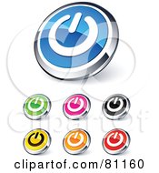 Digital Collage Of Shiny Colored And Chrome Power Website Buttons