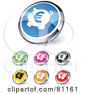 Poster, Art Print Of Digital Collage Of Shiny Colored And Chrome Euro Piggy Bank Website Buttons