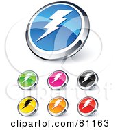 Digital Collage Of Shiny Colored And Chrome Lightning Website Buttons