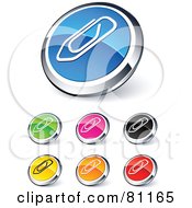 Poster, Art Print Of Digital Collage Of Shiny Colored And Chrome Attachment Paperclip Website Buttons