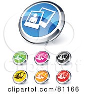 Digital Collage Of Shiny Colored And Chrome Polaroid Picture Website Buttons
