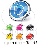 Royalty Free RF Clipart Illustration Of A Digital Collage Of Shiny Colored And Chrome Pointing Cursor Website Buttons by beboy