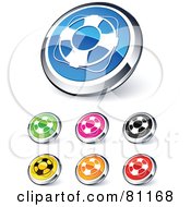 Digital Collage Of Shiny Colored And Chrome Life Buoy Website Buttons
