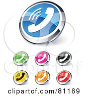 Poster, Art Print Of Digital Collage Of Shiny Colored And Chrome Phone Website Buttons