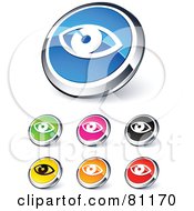 Poster, Art Print Of Digital Collage Of Shiny Colored And Chrome Eye Website Buttons