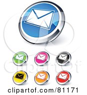 Poster, Art Print Of Digital Collage Of Shiny Colored And Chrome Envelope Website Buttons