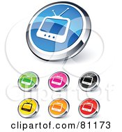 Poster, Art Print Of Digital Collage Of Shiny Colored And Chrome Tv Website Buttons