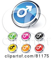 Poster, Art Print Of Digital Collage Of Shiny Colored And Chrome Male Website Buttons