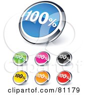 Digital Collage Of Shiny Colored And Chrome 100 Percent Website Buttons