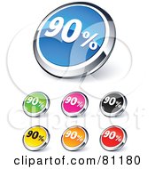 Digital Collage Of Shiny Colored And Chrome 90 Percent Website Buttons