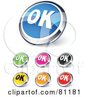 Poster, Art Print Of Digital Collage Of Shiny Colored And Chrome Ok Website Buttons