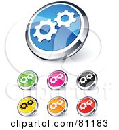Poster, Art Print Of Digital Collage Of Shiny Colored And Chrome Gear Website Buttons