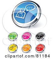 Poster, Art Print Of Digital Collage Of Shiny Colored And Chrome Chatting Website Buttons