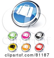 Royalty Free RF Clipart Illustration Of A Digital Collage Of Shiny Colored And Chrome Luggage Website Buttons