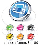 Poster, Art Print Of Digital Collage Of Shiny Colored And Chrome Film Strip Website Buttons