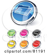 Digital Collage Of Shiny Colored And Chrome Folder Website Buttons