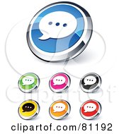 Poster, Art Print Of Digital Collage Of Shiny Colored And Chrome Chat Website Buttons