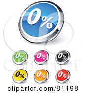 Digital Collage Of Shiny Colored And Chrome Zero Percent Website Buttons