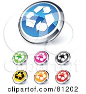 Poster, Art Print Of Digital Collage Of Shiny Colored And Chrome Recycle Website Buttons