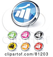 Poster, Art Print Of Digital Collage Of Shiny Colored And Chrome Bar Graph Website Buttons