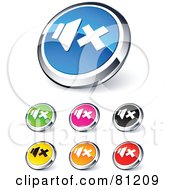 Royalty Free RF Clipart Illustration Of A Digital Collage Of Shiny Colored And Chrome Sound Off Website Buttons