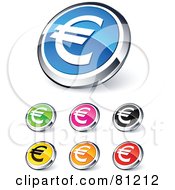 Poster, Art Print Of Digital Collage Of Shiny Colored And Chrome Euro Financial Website Buttons