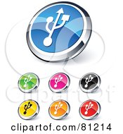 Digital Collage Of Shiny Colored And Chrome Usb Website Buttons