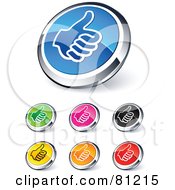 Digital Collage Of Shiny Colored And Chrome Thumbs Up Website Buttons