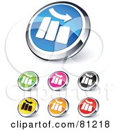 Poster, Art Print Of Digital Collage Of Shiny Colored And Chrome Decrease Bar Graph Website Buttons